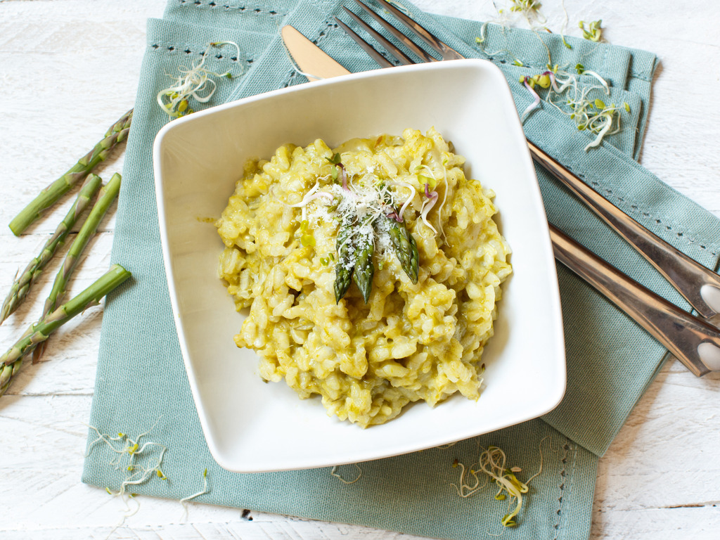Chřestové risotto se sýrem Taleggio